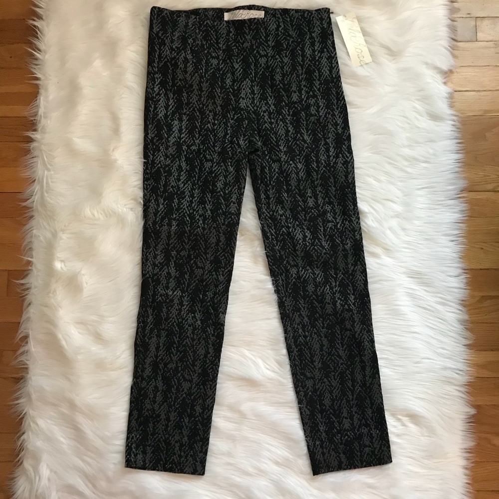 Lela Rose Metallic Printed Stretch Skinny Pants